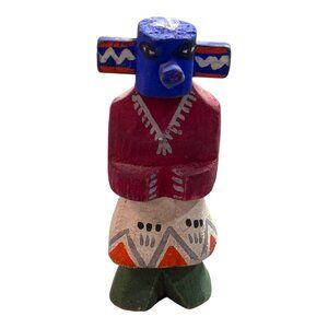 Miniature 3" Signed Kachina Wood Doll Hopi Artist Signed Paul Route 50 Style